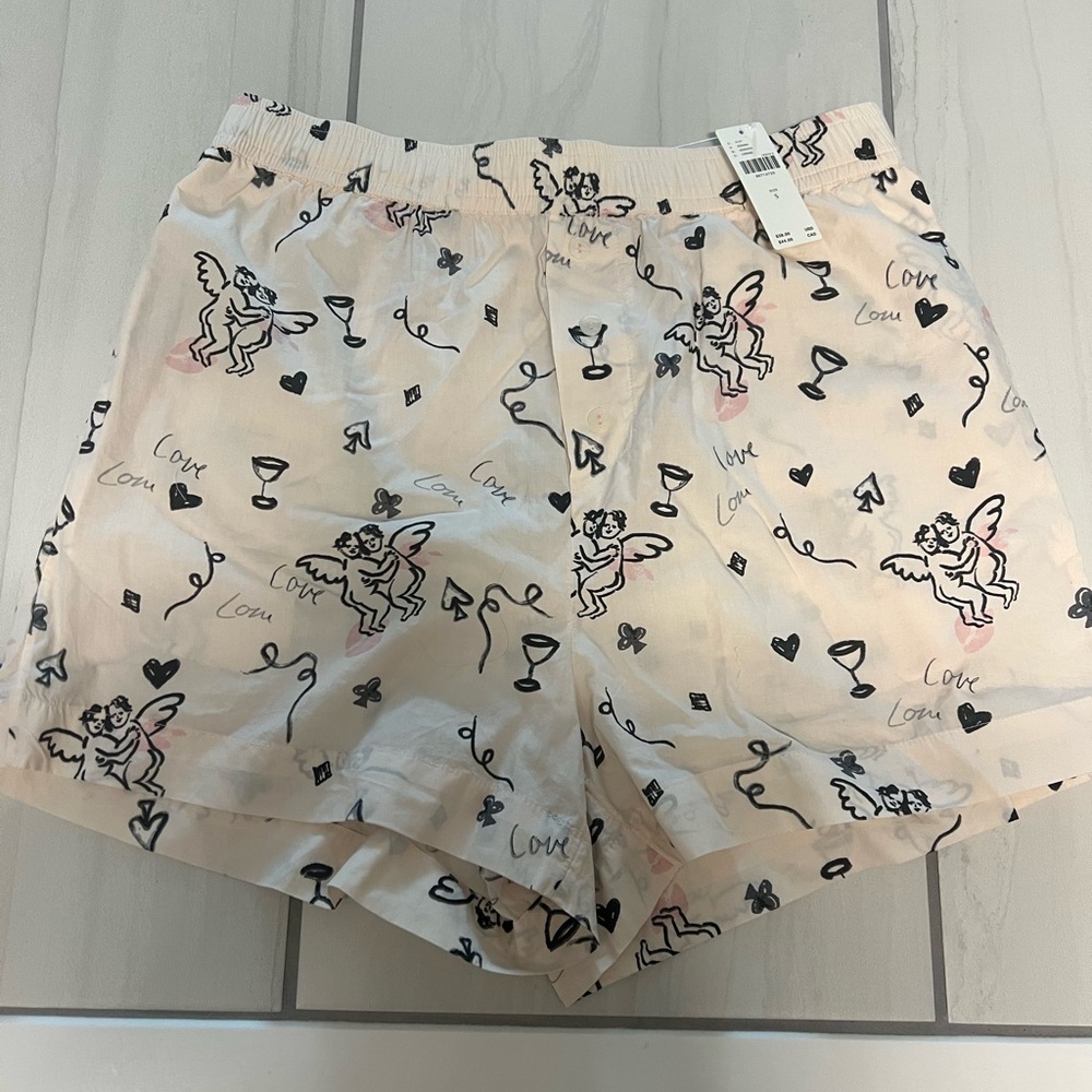 Women's Cream Shorts with Angel Print